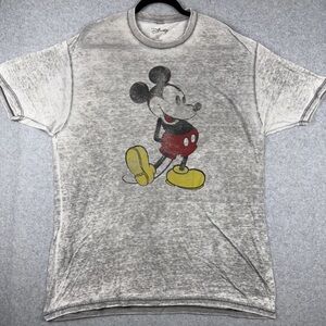 T-Shirt Mickey Mouse Shirt Mens X-Large Disney Stressed Worn Casual Short-Sleeve
